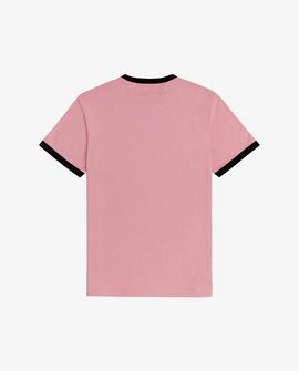 Camiseta Fred Perry Básica Con Logo Bordado Rosa Para Hombre