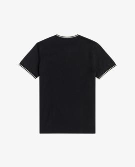 Camiseta Fred Perry Ribetes Negro Para Hombre