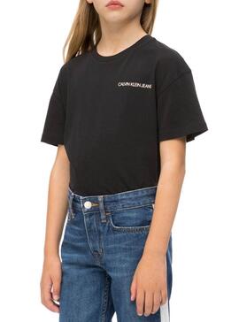 Camiseta Calvin Klein Chest Negro Para Niña