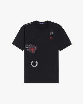 Camiseta Fred Perry Multi Estampado Negro Para Hombre