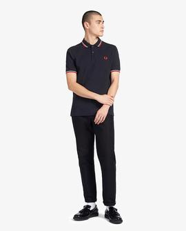 Polo Fred Perry Icónico Azul Marino y Rojo Para Hombre