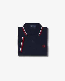 Polo Fred Perry Icónico Azul Marino y Rojo Para Hombre