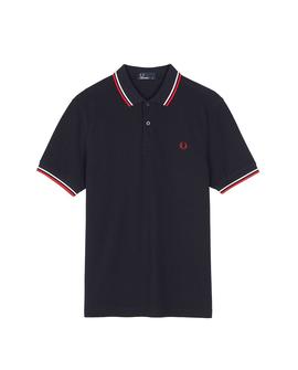 Polo Fred Perry Icónico Azul Marino y Rojo Para Hombre