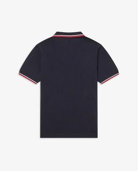 Polo Fred Perry Icónico Azul Marino y Rojo Para Hombre