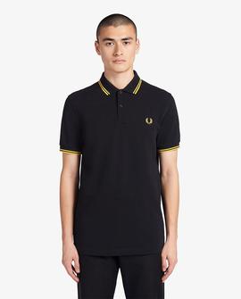 Polo Fred Perry Icónico Negro y Amarillo Para Hombre