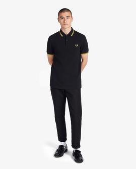 Polo Fred Perry Icónico Negro y Amarillo Para Hombre