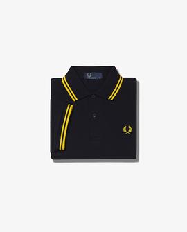 Polo Fred Perry Icónico Negro y Amarillo Para Hombre