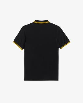 Polo Fred Perry Icónico Negro y Amarillo Para Hombre