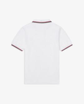 Polo Fred Perry Icónico Blanco y Rojo Para Hombre