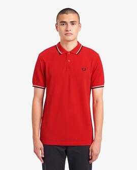 Polo Fred Perry Icónico Rojo y Marino Para Hombre