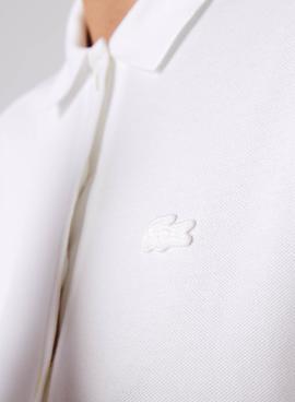 Polo Lacoste Slim Fit Long Blanco Para Mujer