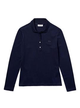 Polo Lacoste Slim Fit Long Marino Para Mujer