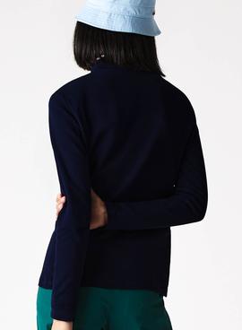 Polo Lacoste Slim Fit Long Marino Para Mujer