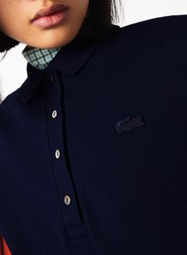 Polo Lacoste Slim Fit Long Marino Para Mujer