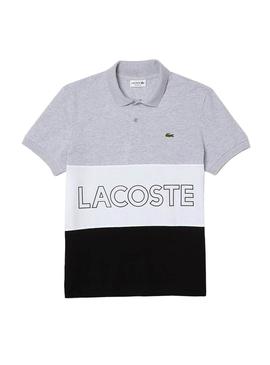 Polo Lacoste YH7648 Gris Block Para Hombre