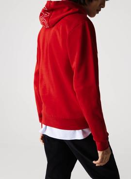 Sudadera Lacoste Capucha Felpa Block Rojo Hombre