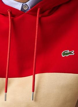 Sudadera Lacoste Capucha Felpa Block Rojo Hombre