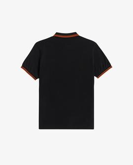 Polo Fred Perry Icónico Negro y Naranja Para Hombre