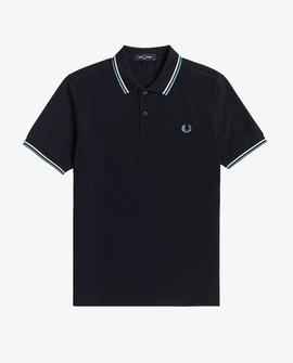 Polo Fred Perry Icónico Azul Marino y Blanco Para Hombre