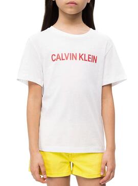 Camiseta Calvin Klein Logo Blanco Para Niña