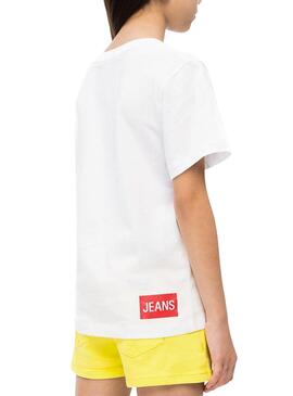 Camiseta Calvin Klein Logo Blanco Para Niña