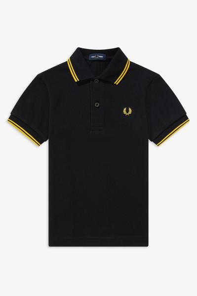 Polo Fred Perry Icónico Negro y Amarillo Para Niño