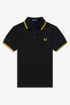 Polo Fred Perry Icónico Negro y Amarillo Para Niño 