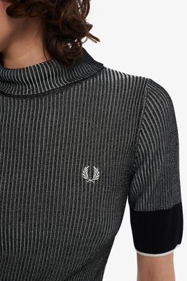 Jersey Fred Perry Bicolor Ajustado Negro Para Mujer