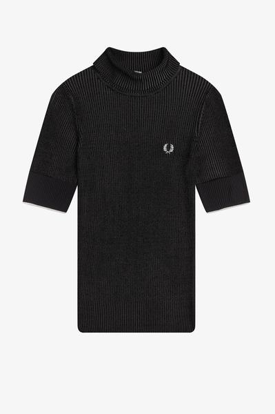Jersey Fred Perry Bicolor Ajustado Negro Para Mujer