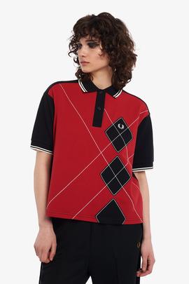 Polo Fred Perry Rombos Negro Y Rojo Para Mujer