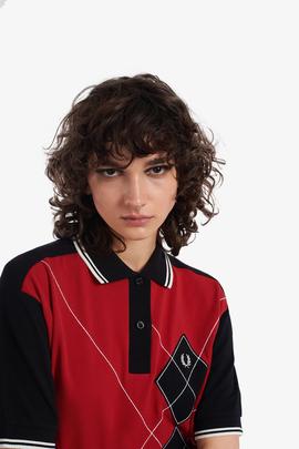 Polo Fred Perry Rombos Negro Y Rojo Para Mujer