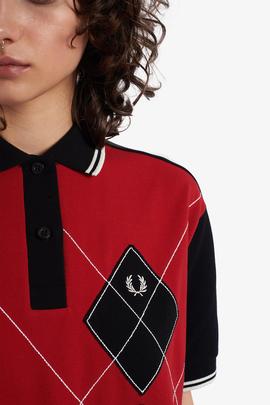 Polo Fred Perry Rombos Negro Y Rojo Para Mujer