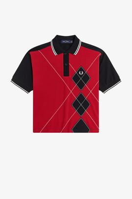 Polo Fred Perry Rombos Negro Y Rojo Para Mujer