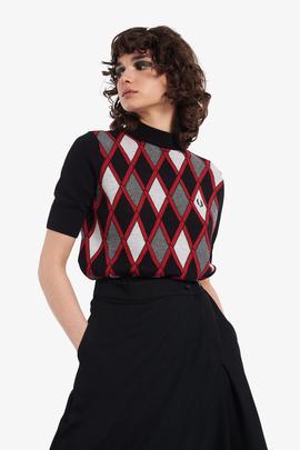 Jersey Fred Perry Jaquard Negro Para Mujer
