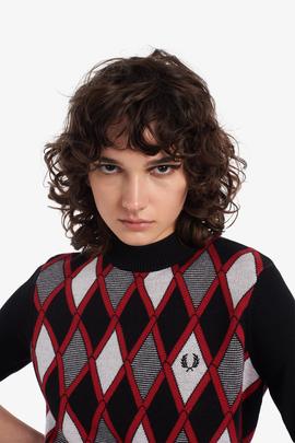 Jersey Fred Perry Jaquard Negro Para Mujer