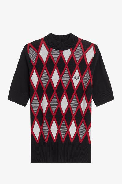 Jersey Fred Perry Jaquard Negro Para Mujer