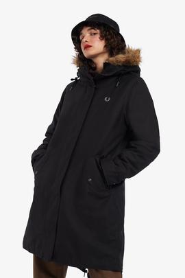 Parka Fred Perry Sintético Negro Para Mujer