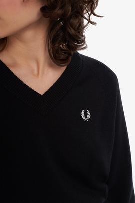 Jersey Fred Perry Pico Negro Para Mujer