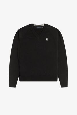 Jersey Fred Perry Pico Negro Para Mujer