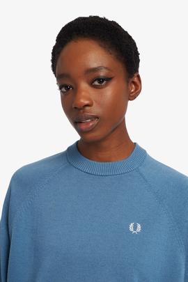 Jersey Fred Perry Con Cuello Redondo Azul Para Mujer