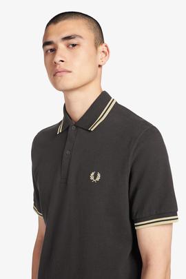 Polo Fred Perry Piqué Negro Con Ribetes Para Hombre