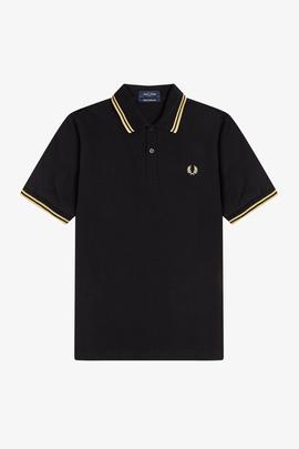 Polo Fred Perry Piqué Negro Con Ribetes Para Hombre