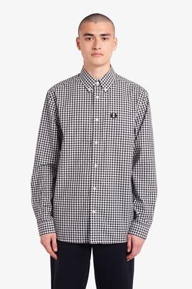 Camisa Fred Perry Cuadros Vichy Negro Para Hombre