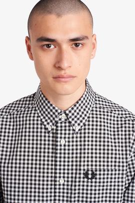 Camisa Fred Perry Cuadros Vichy Negro Para Hombre