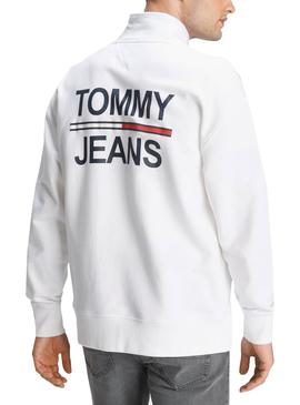 Sudadera Tommy Jeans Text Flag Mock Neck Blanco