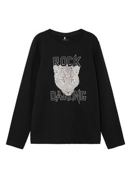 Camiseta Name It Onethea Negra Rock Para Niña