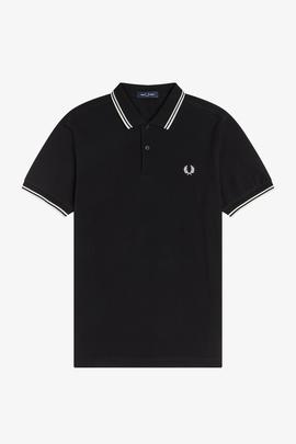 Polo Fred Perry Icónico Negro Y Blanco Para Hombre