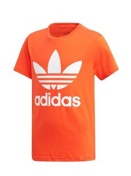 Camiseta Adidas Trefoil Naranja Para Niños