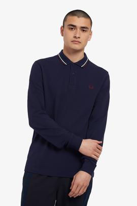 Polo Fred Perry Icónico Azul Marino Manga LargaPara Hombre