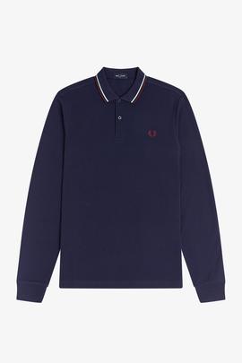 Polo Fred Perry Icónico Azul Marino Manga LargaPara Hombre